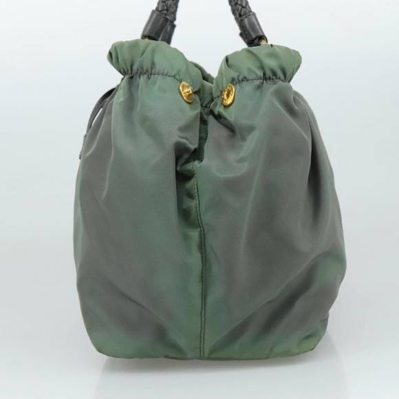 PRADA Hand Bag Nylon 2way Green Gold Auth 104393 - Picture 4 of 16